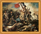 Die Freiheit fhrt das Volk an Eugene Delacroix Kampf Schlacht H A3 0464 Gerahmt
