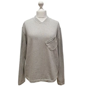 Oversized Pullover Sweatshirt  YMC Grey V-Neck Zip Pocket Cotton Women's uk L - Picture 1 of 7