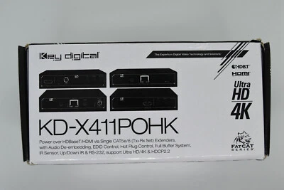 Key Digital KD-X411POHK Power over HDMI via CAT5e/6 Extender (Tx/Rx) Kit B-STOCK - Image 1 of 2