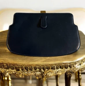Vtg Clutch Purse Best & Company 5th Avenue New York Navy Leather Gold Clasp 50s - Picture 1 of 7