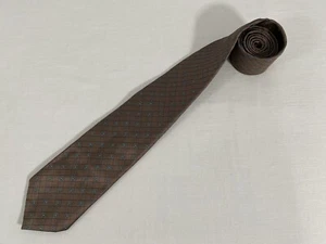 Oscar de la Renta Brown Blue Check Box 100% Silk Men’s Necktie Tie (48”x 3") - Picture 1 of 6