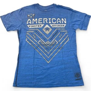 New Men's American Fighter Premium Athletic MMA Blue T-Shirt XS-4XL - Picture 1 of 2