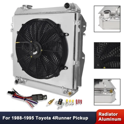 3 Rows Radiator & Fan For Toyota 4Runner Pickup SR5/DLX 3.0L V6 1988-1995 AT MT — 第 1/4 张图片