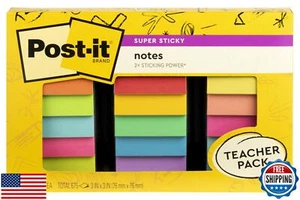 Post-it Super Sticky Notes Teacher Pack, Assorted Colors, 3 in. x 3 in., 15 P - Picture 1 of 5