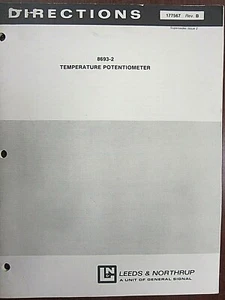 Leeds & Northrup 8693-2 Temperature Potentiometer Directions 177567 Rev B - Picture 1 of 1