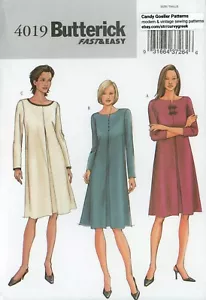 Abito Butterick 4019 A-Line con dettaglio piega e collo invertiti sul davanti taglia 20-24 - Foto 1 di 4