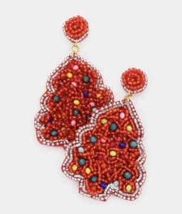 WEIHNACHTSBAUM ELEGANTE ROTE SAMENBETT KRISTALL OHRHÄNGER - Bild 1 von 2