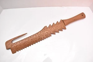 Vintage Pacific Island War Club Polynesier Samoaner geschnitzte Holzwaffe Sägezahn Haken - Bild 1 von 7