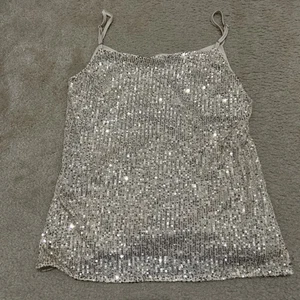 Canotta donna taglia med blusa paillettes oro spaghetti strap regolabile - Foto 1 di 24