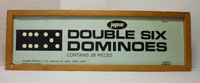 Vintage Set Of 28 Wooden Dominoes Double Six Jaymar In Original Box Hong Kong - Image 1 of 4
