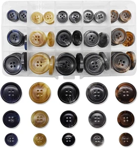 90Pcs Faux Buffalo Horn Suit Coats Buttons 5 Color 3 Size (15MM, 20MM, 25MM) for - Picture 1 of 4