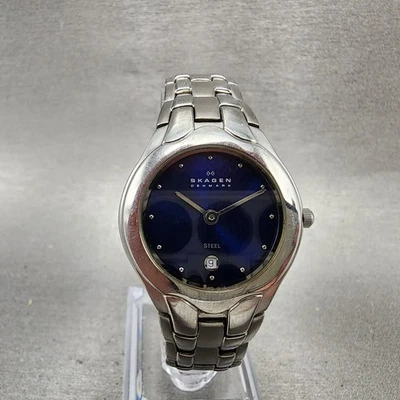Skagen Watch Women 28mm Blue Dial Stainless Steel Date Round 202SSXN New Battery - Image 1 of 4