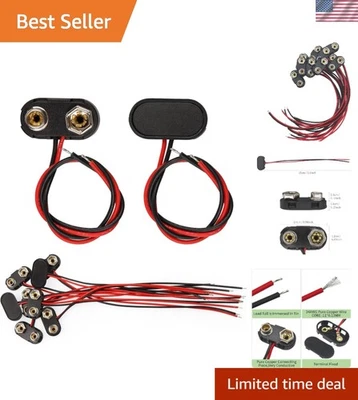 High-Quality 10 Pack T-Type 9V Battery Connectors - Ideal for Experiments - Image 1 of 4