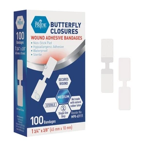 100er Pack Sterile Hypoallergene Schmetterlingsstiche und -streifen für Wunden, Lat... - Bild 1 von 6