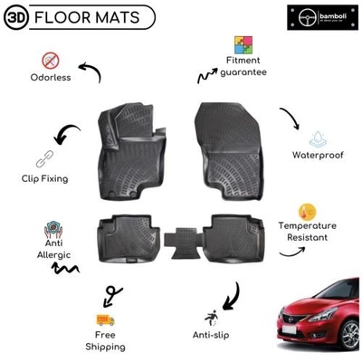 Vehicle Specific Rubber Floor Mat for Nissan Pulsar 2014 - Up - Imagem 1 de 4