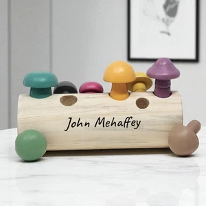 Personalisiertes Holz Pilz Spielzeug Montessori Holzpuzzle Kleinkind Bestes Babygeschenk - Bild 1 von 6