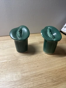 Vintage Green Calla Lily Salt & Pepper Shakers – Ceramic – 3.25" - Picture 1 of 11
