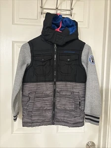 Weatherproof Boy's Puffer Jacket Blue 7 Zip Front Long Sleeve Hooded Zip Front - Picture 1 of 3