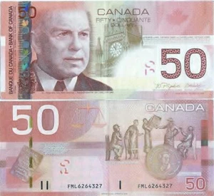 FOTO DE PÓSTER BRILLANTE BILLETE DE 50 DÓLARES CANADIENSE dinero moneda canadá ca 643 - Imagen 1 de 1