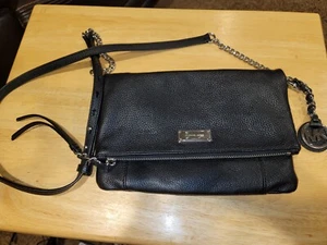 Michael Kors Womens Crossbody Bag Black Leather Adjustable Strap Zipper - Picture 1 of 5