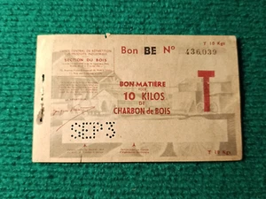 Monnaie Matières - BON MATIERE 10 KG CHARBON BOIS - SERIE BE - 1940 TTB+ - Imagen 1 de 2