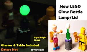 New LEGO Lamp Glowing Bottle Light Table Glasses Checkered Table Cloth Purple