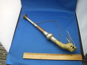 Feines antikes tibetisches drachenhorn - Nickel, Kupfer & Messing - 15 1/2 Zoll - Bild 1 von 7