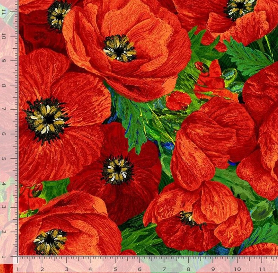 Poppy Fields: Red Large Poppies-Timeless Treasures Sold by the Yard - Image 1 of 1