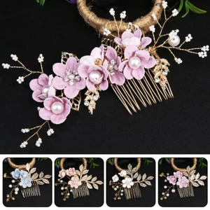 Women Hair Comb Clip Crystal Rhinestone Flower Pearl Wedding Bridal Hairpin Gift - Picture 1 of 40
