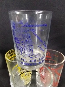 Vtg 7th Anniversary Minneopa Drive-In Liquor Store Mankato Mn Shot Glass Blue - Picture 1 of 3