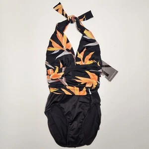 Nuevo con etiquetas Traje de baño de una pieza Magicsuit Yves Paradise talla 8 Halter Trajes milagrosos florales - Imagen 1 de 11