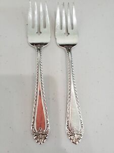 Lot of 2  Reed & Barton Silver OLD LONDON   Silverplate Salad Forks 1936 