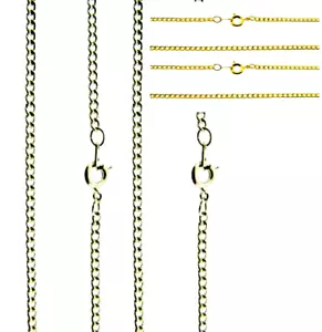 white or yellow gold curb chain 18" pendant necklace link unisex jewelry New - Picture 1 of 6