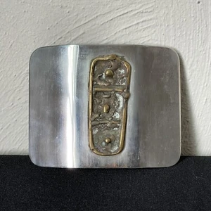 Vintage Mid Century Brutalist Messing Gürtelschnalle signiert Massaro - Bild 1 von 5