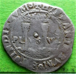 JUANA Y CARLOS (1504-1555) 1 Real, MEXICO -M-O, Silver, SPANISH COLONIAL, - Picture 1 of 2