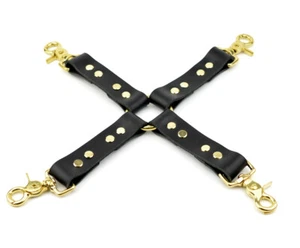 HEAVY DUTY Cross Connector Black Leather and Gold Hardware CCBlkGld - Picture 1 of 1