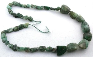 Green Emerald Polished Crystal Nugget Beads 14 Inch Strand ECBS41/7723 - Picture 1 of 2