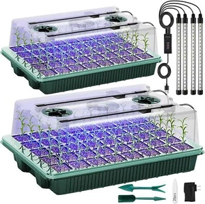 Seed Starter Tray with Grow Light, 2 Packs 80 Cells Seed Starting Kit Seedling S - Picture 1 of 1