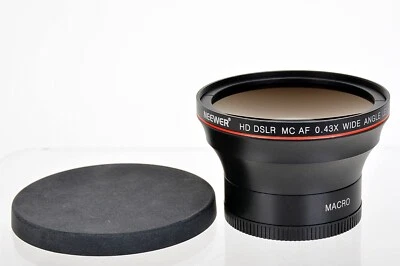 Lente gran angular Neewer 58 mm HD DSLR MC AF 0,43x + macro.  Casi como nuevo con tapas. Foto 1 de 4