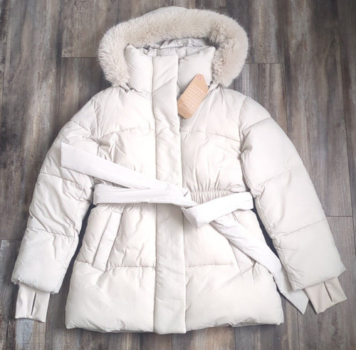 OFF WHITE Giacca nuova con etichette GAP Big Puff bianco sporco donna taglia media nuova prezzo al pubblico $188 spedizione gratuita