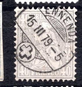 1879 Helvetia, 40 Rp. VF ++ used Zumstein # 42 - Picture 1 of 1