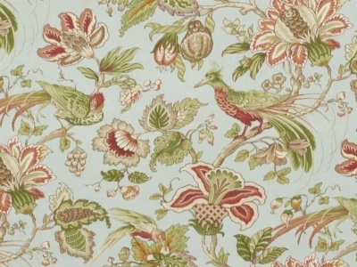 SCHUMACHER CURTAIN FABRIC DESIGN Sandringham 2.7 METRES ROBIN'S EGG 100% LINEN - Image 1 of 4