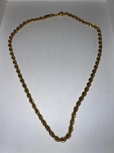Elegant Gold Colored shiny 50g Rope Chain Necklace 6mm 23” Long Vtg Victorian - Picture 1 of 5