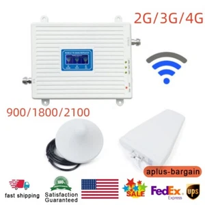 Tri- Band Amplifier 900/1800/2100 GSM DCS 2G/3G/4G LTE Signal Booster + antenna! - Picture 1 of 14