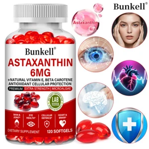Astaxanthin 6mg - Brain, Skin, Eyes, Joints & Heart Health, Immune Support - Picture 1 of 13