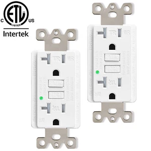 20A Amp GFCI Outlet Self-Test TR WR Ground Fault Circuit Interrupter Kitchen × 2 - Picture 1 of 12