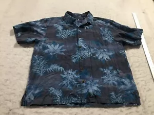 Caribbean Joe Island Supply Co. Silk Button Up Shirt Mens XL Blue Floral Short - Picture 1 of 11