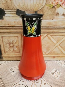 Art Deco Shelley Vase 8.5" 8431 Butterfly Border Striking Red & Black 1921 - Picture 1 of 8