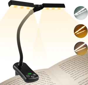 Clip-On Book Lamp Dimmable Rechargeable, 3 Color Temperature, 8 Brightness, Mini - Picture 1 of 11