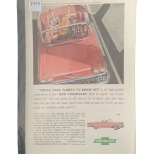 Vintage 1958 Chevrolet You’ll Have Plenty To Show Off Ad Advertisement - Imagen 1 de 4